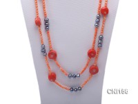 18.5mm Orange Coral and Grey Freshwater Pearl Necklack