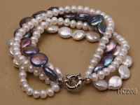4 strand white and black freshwater pearl bracelet