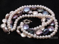 4 strand white and black freshwater pearl bracelet