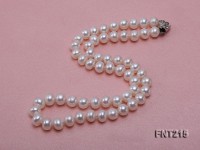 8mm White Flat Freshwater Pearl Necklace and Bracelet Set