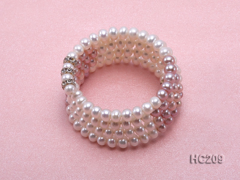 4 strand natural white and lavender 5-6mm freshwater pearl bracelet