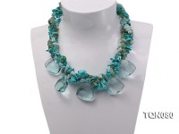 turquoise chips and faceted aquamarine beads necklace