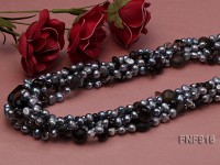 Five-strand Grey Freshwater Pearl Necklace with Baroque Smoky Quartz Chips