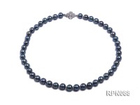 8.5mm Exotic Black Round Freshwater Pearl Necklace