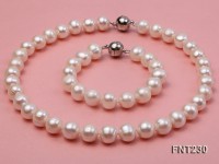 11.5-13.5 mm White Round Freshwater Pearl Necklace and Bracelet Set