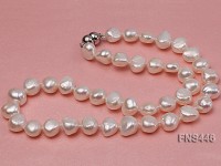 8-10mm natural white flat freshwater pearl single strand necklace