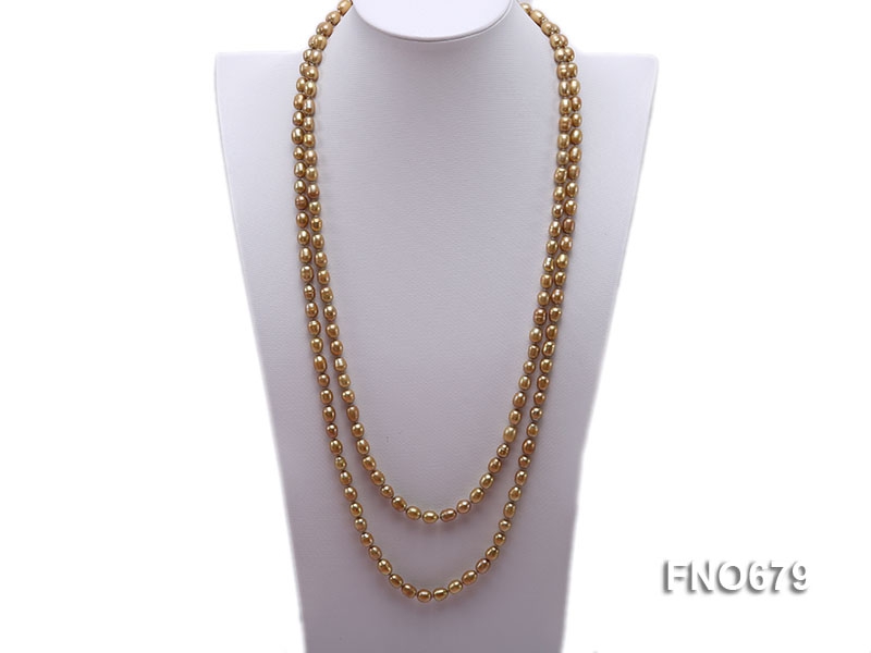 7*8mm golden rice freshwater pearl necklace