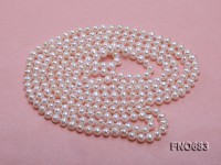 6.5mm natural white round freshwater pearl opera necklace