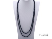 7.5mm black round freshwater pearl opera necklace