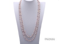 7mm natural white pink and lavender multicolor flat freshwater pearl necklace