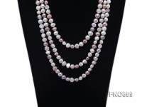 7-8mm natural white and lavender color flat freshwater pearl necklace