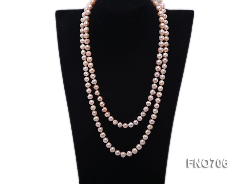 8mm natural pink round freshwater pearl necklace
