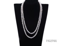 8mm natural white flat freshwater pearl necklace