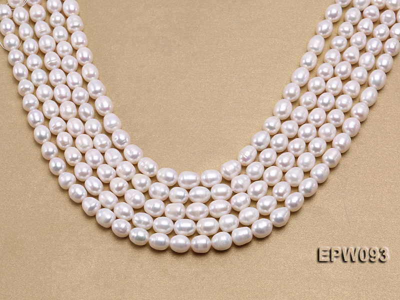 Wholesale A-grade 9x11mm Classic White Rice-shaped Freshwater Pearl String