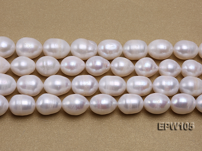 Wholesale Super-size 12.5x15mm Classic White Rice-shaped Freshwater Pearl String