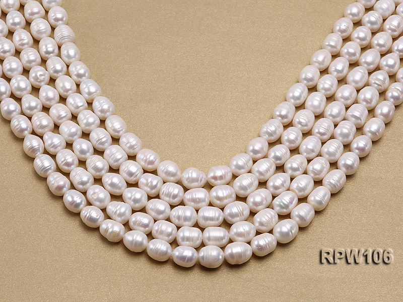 Wholesale A-grade 10.5×12.5mm White Rice-shaped Pearl String