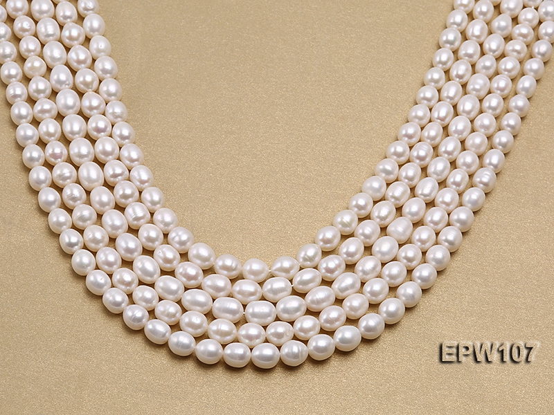 Wholesale 8x9mm Classic White Rice-shaped Freshwater Pearl String