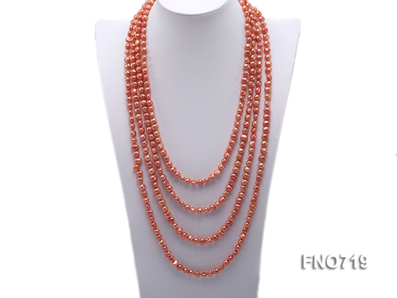 6-7mm orange flat freshwater pearl necklace