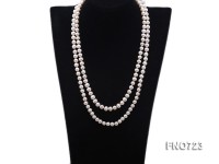 7.5mm natural white round freshwater pearl opera necklace