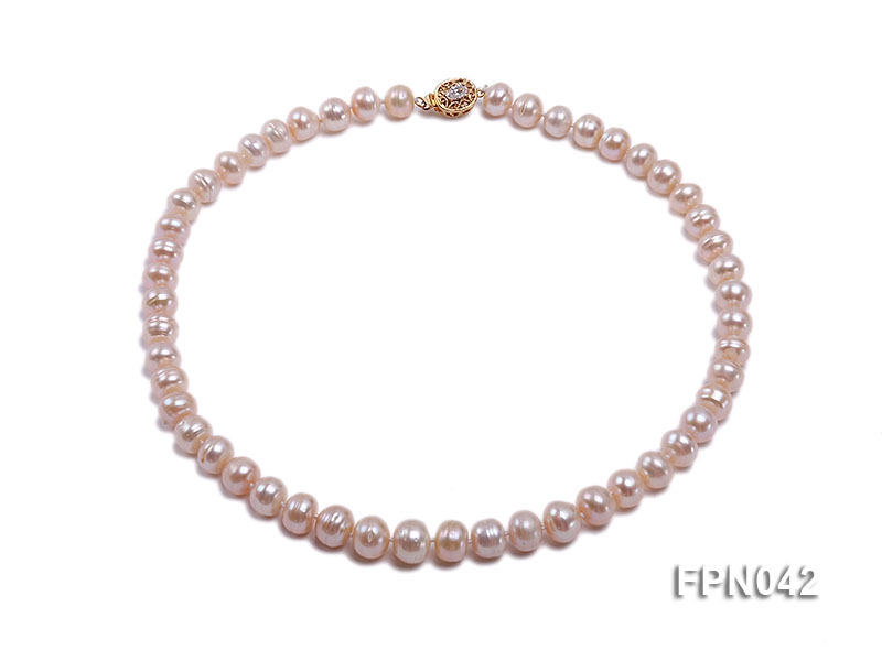 Classic 10mm Light-pink Flat Cultured Freshwater Pearl Necklace