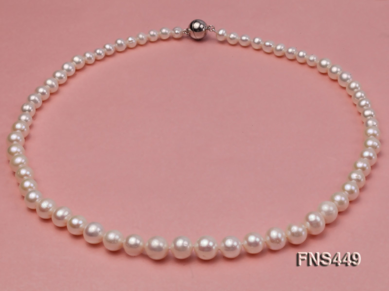4.8-9.5mm natural white freshwater pearl Pyramid single necklace