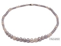 Classic Single-strand 5-9.5mm White and Grey Round Freshwater Pearl Necklace