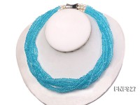 Multi-strand Blue Faceted Crystal Beads and White Freshwater Pearl Necklace