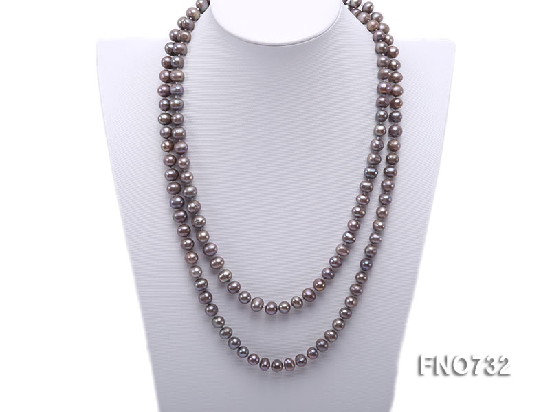 7-9mm grey round freshwater pearl necklace