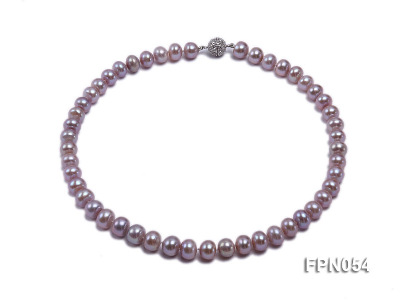 Classic 9.8-10.5mm AAA Lavender Flat Cultured Freshwater Pearl Necklace