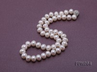 Classic 9.8-10.5mm AAA White Flat Cultured Freshwater Pearl Necklace