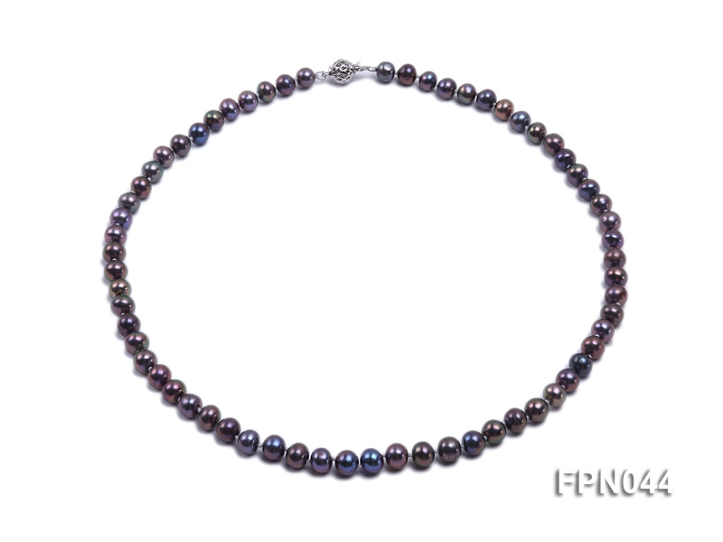 Classic 6-7mm Dark-purple Flat Cultured Freshwater Pearl Necklace