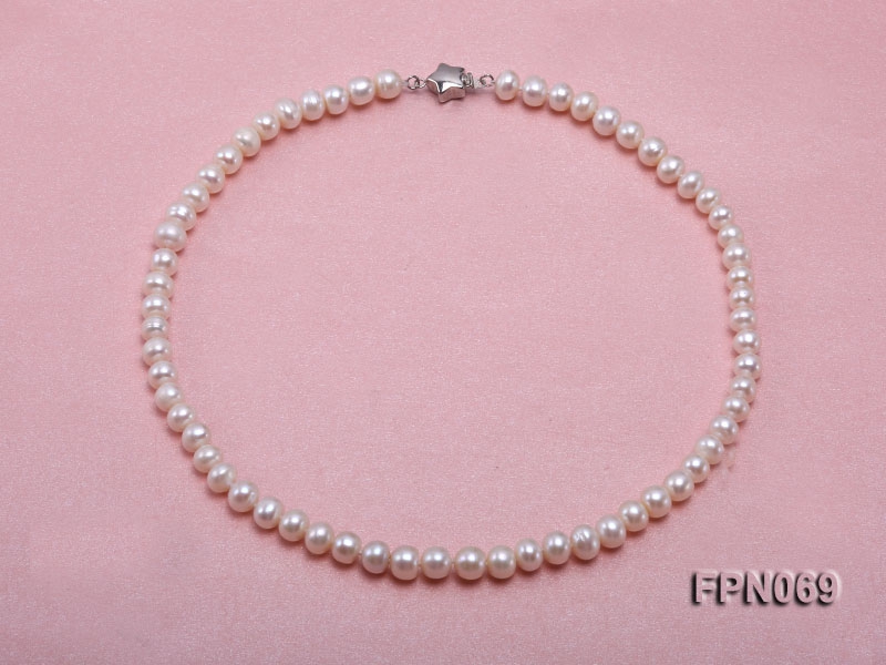 Classic 6-7mm White Flat Cultured Freshwater Pearl Necklace