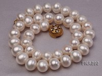 10.5-12.5mm natural white freshwater round pearl necklace
