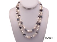 8*15mm natural white peanut-shaped freshwater pearl with grey baroque pearl necklace