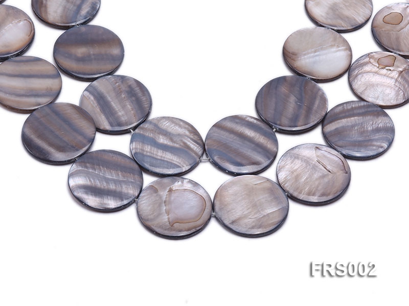 Wholesale 35mm Grey Disc-shaped Freshwater Shell String