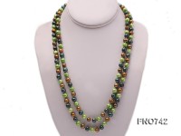 6-8mm light green black and dark coffee round multicolor freshwater pearl necklace