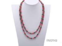 6mm pink yellow and black multicolor off-round freshwater pearl necklace