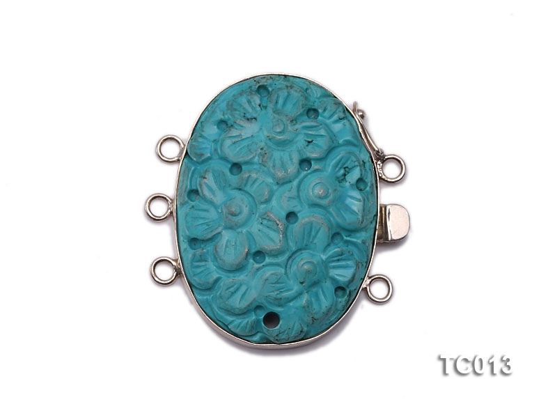 36x32mm Three-Row Sterling Silver Turquoise Clasp