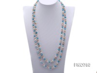 6mm white pink and blue multicolor flat freshwater pearl necklace