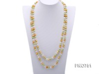 6mm white yellow and green multicolor flat freshwater pearl necklace
