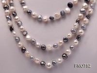 6mm white grey and black flat freshwater pearl necklace