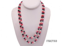 6mm white red and black round multicolor freshwater pearl necklace