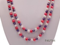 6mm white red and purple round multicolor freshwater pearl necklace