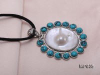45x51mm oval mabe pearl pendant with bule turquoise