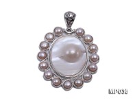 45x50mm mabe pearl pendant circled by freshwater pearl