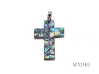 Cross-shaped Abalone Shell Pendant With 18k Gold Gilded Connector