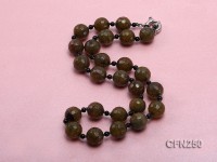 14mm Olive-Green Round Faceted Gemstone Necklace