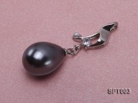 13x15mm greyish black shell pearl pendant with gold-plated bail