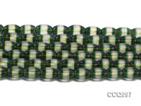 Wholesale 10x13mm Oval Translucent Crystal Beads with Green Stripes