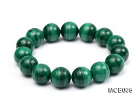 14mm Round Malachite Beads Elasticated Bracelet